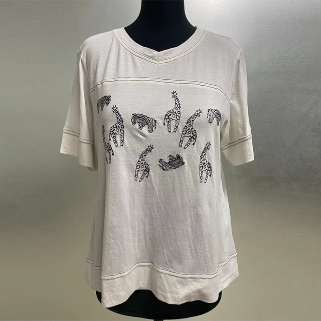 Animal Embroidery Women's T-shirt Top